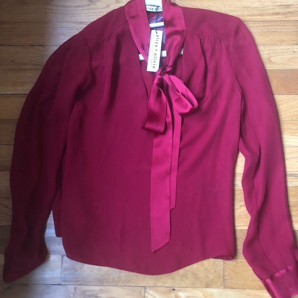 Alice + Olivia Bordeaux Silk Top - XS NWT
